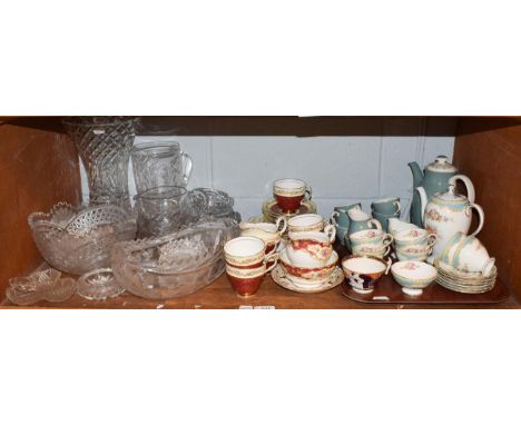 A quantity of ceramics and glassware including cut glass bowl, vase, jugs, coasters etc; together with a Royal Doulton part t