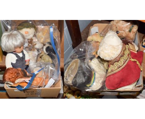 A quantity of Teddy bears and dolls including Sasha doll, Steiff Bambi, etc