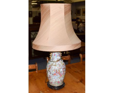 A 19th century Chinese export vase now converted to a table lamp 