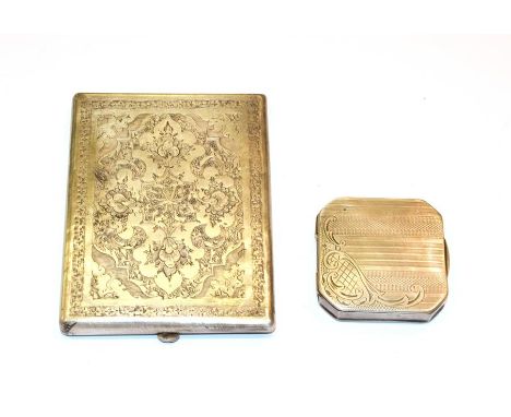 A Persian silver cigarette-case and an Eastern European pill box, the first oblong and with foliage and matted decoration, th