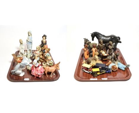 Lladro, Beswick and Royal Doulton, together with two albums of modern postcards, The Beatles 'A Hard Days Night' mono record,