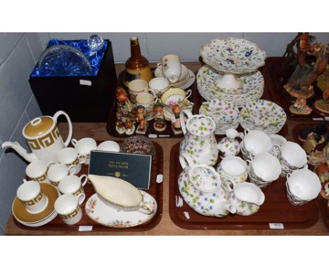 Wedgewood 'Key Stone' pattern tea set in old gold by Susie Cooper, a Queen's 'Country Meadow' part dinner service, various co