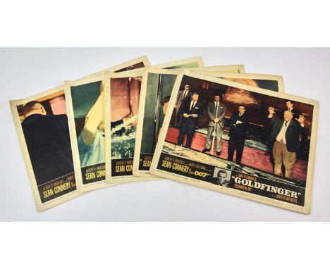 James Bond - 5 x first release US Lobby Cards for Goldfinger (1964), including card 2 showing Connery & Shirley Eaton, number