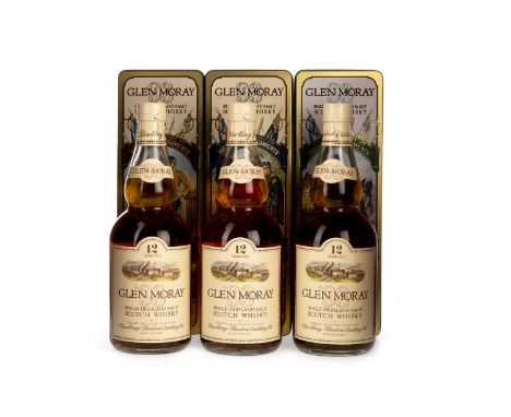 GLEN MORAY 12 YEARS OLD Active. Elgin, Moray. 75cl, 40% volume, in Argyll & Sutherland Highlanders tin. GLEN MORAY 12 YEARS O