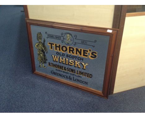 THORNE'S OLD SCOTCH WHISKY MIRROR Text reads: 'Established 1831 Thorne's Old Scotch Whisky, R.Thorne & Sons Limited, Scotch W