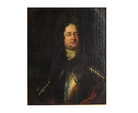 After: Nicolas de Largillière, French (1656-1746) Well done miniature oil on panel "Portrait Of A Nobleman". In carved gilt w