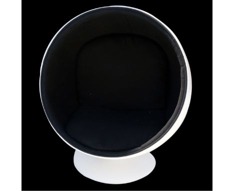 After: Henrik Thor-Larsen Danish (b. 1932) Mid Century Modern Olivia Egg Chair. Fiber glass frame with black wool and nylon c