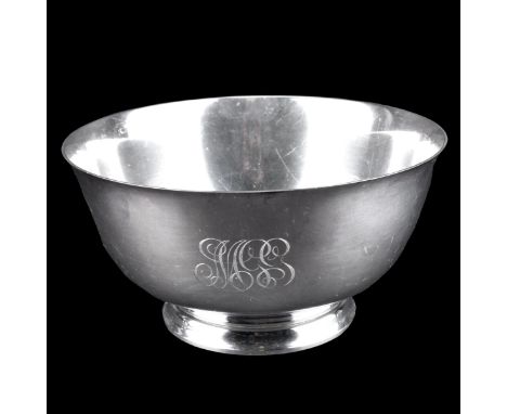 J.E. Caldwell Sterling Silver Paul Revere Bowl #1768. Signed, hallmarked, and numbered on bottom side, hallmarked on surface.