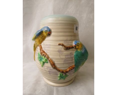 A mid 20th century Clarice Cliff Parrot pattern vase having raised decoration, 9 high