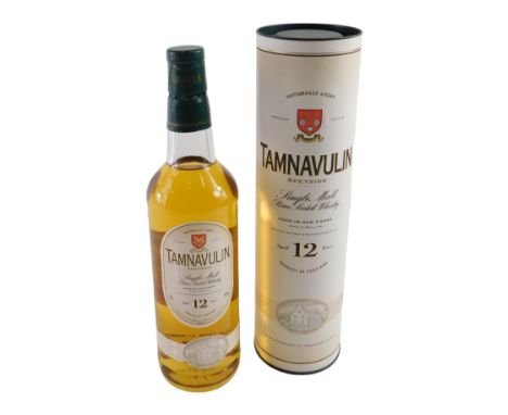 A bottle of Tamnavulin single malt Scotch whisky, aged twelve years, 70cl, with outer tube case.