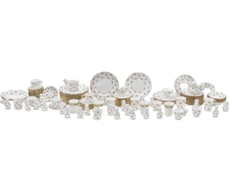 Duchess bone china dinner and teaware, with rosebud decoration, including dinner plates, breakfast plates, dessert plates, an