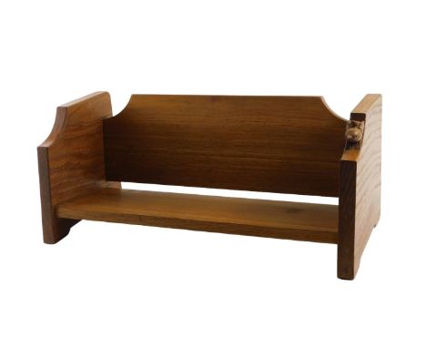 A Bob Hunter (Wrenman) oak book trough, of plain design, carved with a wren, 48cm wide.