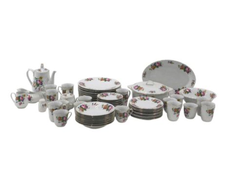 A Royal Norfolk floral pattern part tea and dinner service, comprising large tureen and lid, coffee pot, serving bowl, oval p