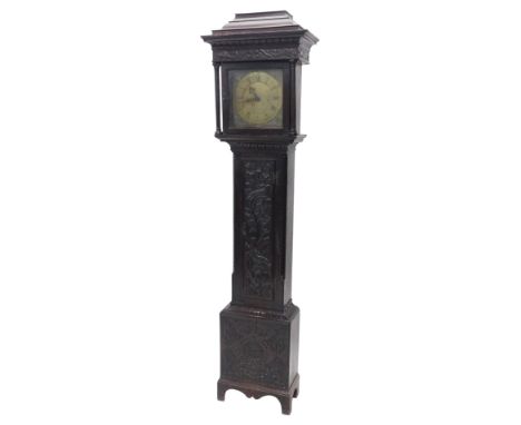 A George III longcase clock by Samuel Gollop of Dorchester, the brass dial having silver chapter ring with Arabic and Roman n