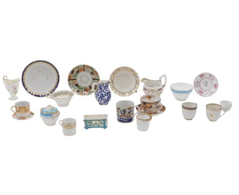 19thC and later ceramics, comprising Derby turquoise and blue ground jar and cover, a sauce boat, a Royal Doulton blue and wh