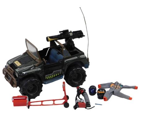 An Action Man Jeep, and various accessories.