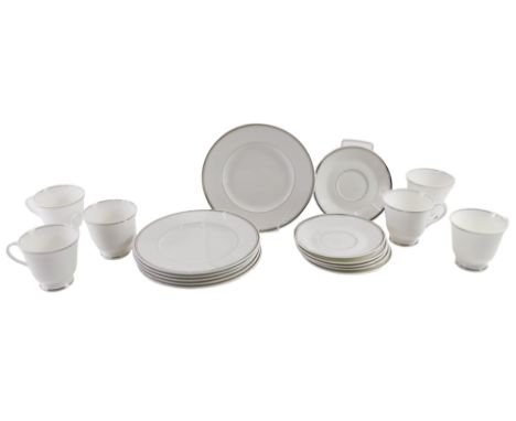 Royal Worcester Silver Jubilee pattern teaware, comprising six cups, six saucers, and six plates.