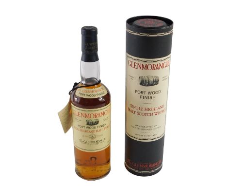 A bottle of Glenmorangie single Highland Scotch whisky, with port wood finish, 70cl, with outer tube case.