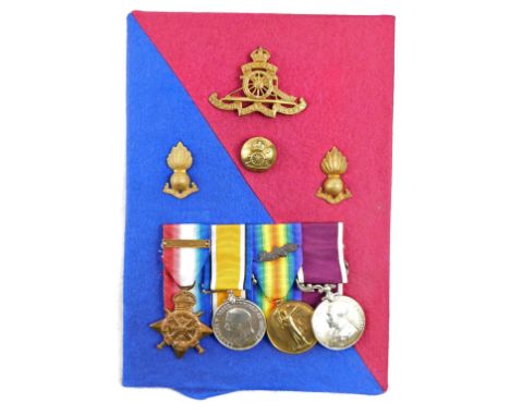 A WWI Royal Artillery medal group, comprising 1914 star, with 'Mons' clasp, 1914/18 British War Medal, Victory Medal, with oa