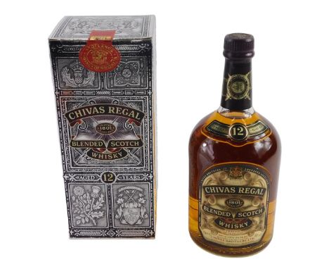 A bottle of Chivas Regal, blended Scotch whisky, aged twelve years, 1ltr, with box.