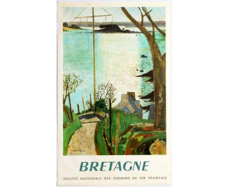 Original vintage travel advertising poster Bretagne issued by French Railways. Brittany is a cultural region (see also Britta