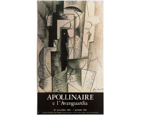 Group of five art exhibition posters: 1. Original vintage advertising poster for Apollinaire e l'Avanguardia Exhibition held 