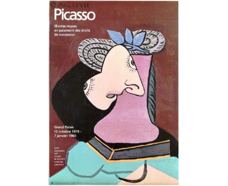 Group of five art exhibition posters: 1. Original vintage adverising poster for Pablo Picasso Exhibition held in the Grand Pa