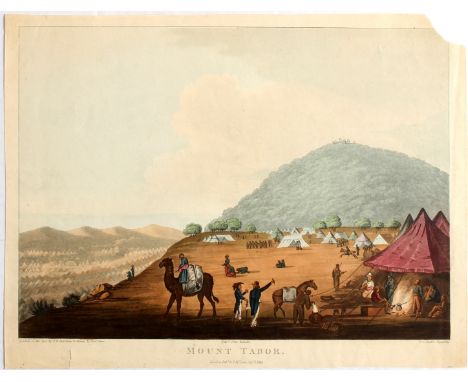 Antique Engraving hand coloured Mount Tabor. Mount Tabor (Hebrew: ?? ????, Modern Har Tavor, Tiberian Har T??ôr, Arabic: ??? 