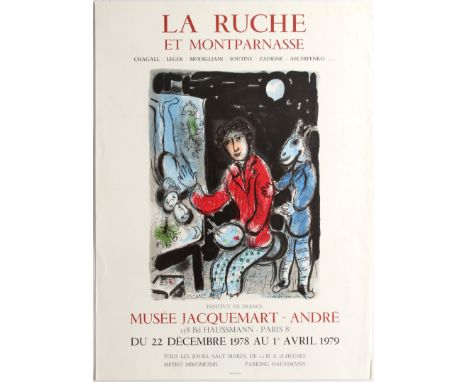 Group of five art exhibition posters: 1. Original vintage advertising poster for La Ruche Et Montparnasse Exhibition held in 