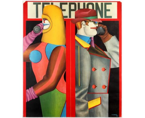 Original vintage advertising poster Telephone. Gabriel-Maximilien Leuvielle (16 December 1883 – 1 November 1925), better know