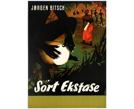 Original vintage advertising poster Sort Ekstase (literally translates to Black Ecstasy ), the 1955 Danish poster advertising