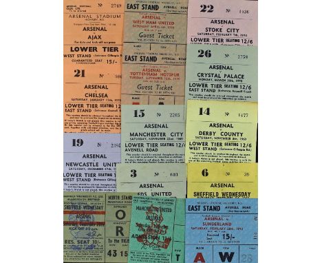 Arsenal home match tickets 1969/1970 Ajax (Fairs Cup semi-final), Chelsea, West Ham Utd, Spurs, Manchester City, Crystal Pala