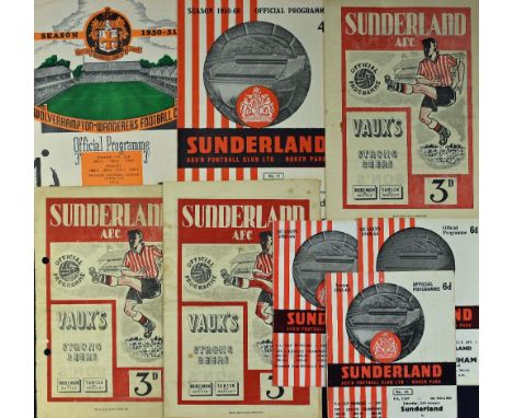 Sunderland home match programmes 1950/1951 Wolverhampton Wanderers (FAC), Coventry City (FAC), Southampton (FAC), 1959/1960 W