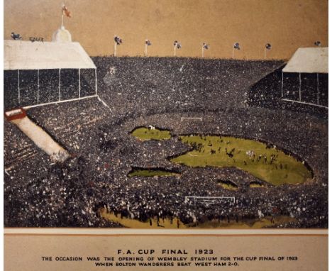 Rare 1923 FA Cup Final Bolton Wanderers v West Ham Football Print a colour print from the original by William Reginald Howe B