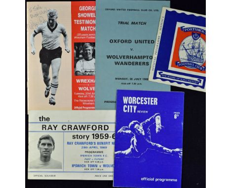 Wolverhampton Wanderers away match friendly programmes 1964 Portsmouth (4 Pompey autos), 1969 Ipswich Town (test), Oxford Utd