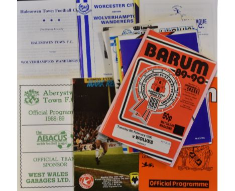 1989/90 Wolverhampton Wanderers away friendly Football Programmes to include Barnstaple Town, Kidderminster Harriers, Harriso