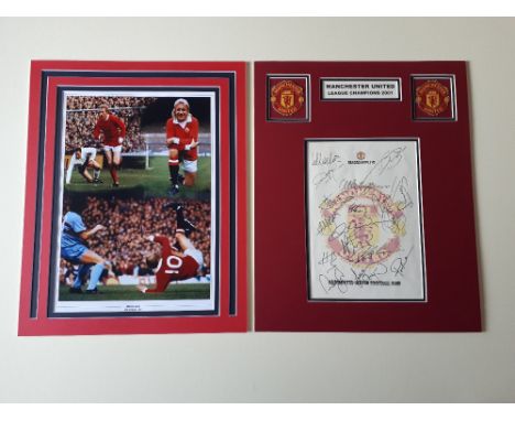 Manchester United Signed Displays includes League Champions 2001 signed print includes Pugh, York, Cole Sir Alex Ferguson, Ke