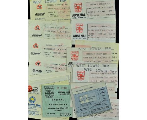 1980/1981 Arsenal home match tickets to include Everton, Stoke City, Southampton, Sunderland, Wolves, Spurs, Manchester Utd, 