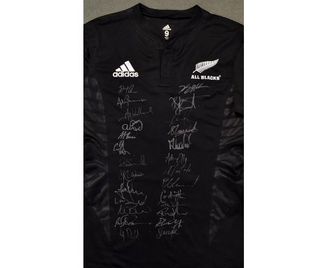 New Zealand All Black Players' Match-Prepared Rugby Jersey v England, 14 June 2008, signed by squad: Flanker Adam Thomson's n