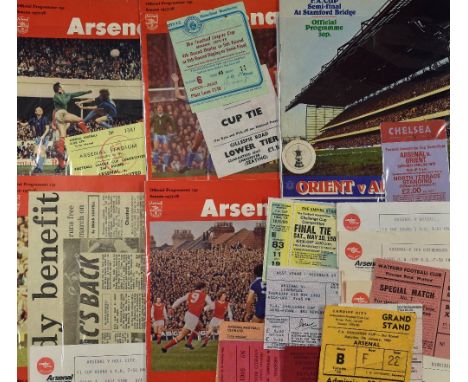 Collection of Arsenal cup ties, programmes with tickets to include 1977/78 Manchester Utd, Hull City, Manchester City &amp; a