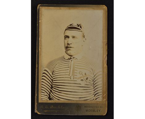 Abe Ashworth Rugby League - Cabinet Photograph Card in Rugby Jersey and Cap: 6.5" x 4" cabinet photo in sepia of Ashworth (na