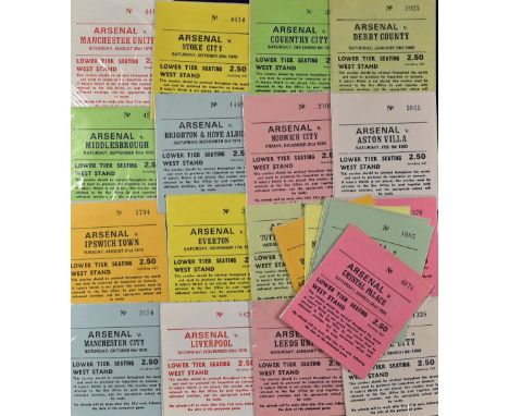1979/1980 Arsenal home match tickets full set of league to include Manchester City, Liverpool, Spurs, Leeds Utd, WBA, Manches