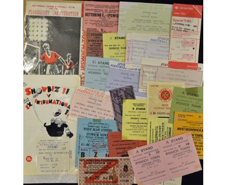 Selection of Ipswich Town match tickets to include 1961 away at Kettering Town (programme &amp; ticket), 1971 Bobby Robson XI