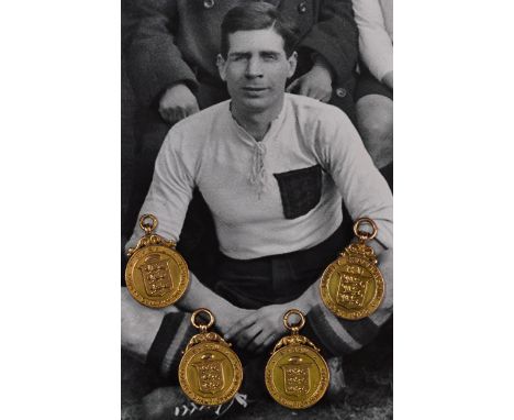 Unique collection of 4x England Rugby Union County Championship winners' medals won by Gloucestershire from 1912-22: 9ct gold