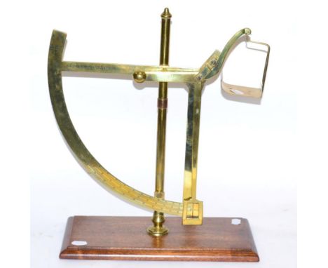 Vandome, Titford & Co. Ltd Quandrant Scales No.1189 for the paper industry, constructed in brass on wooden base, with three e