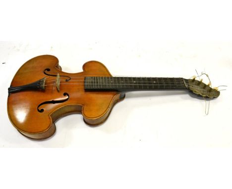 Fretted Zither of violin type construction made with violin timber, unmarked
