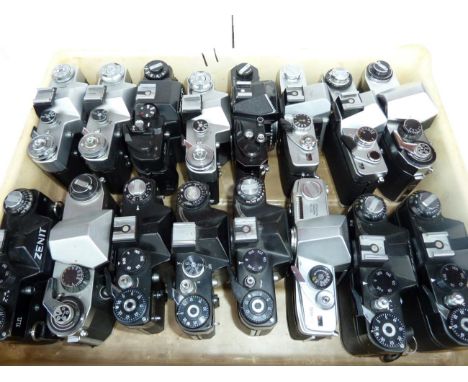 Various SLR Camera Bodies including Nikkormat FT3, 2xPraktica Super TLs, Praktica LB2, Minolta SR7, nine Zenits and three oth