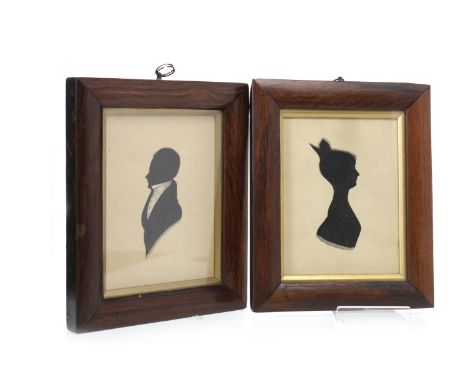 PAIR OF 19TH CENTURY PORTRAIT SILHOUTTEScut out and mounted, depicting a young lady and gentleman, each 17.5cm x 13cm, mounte