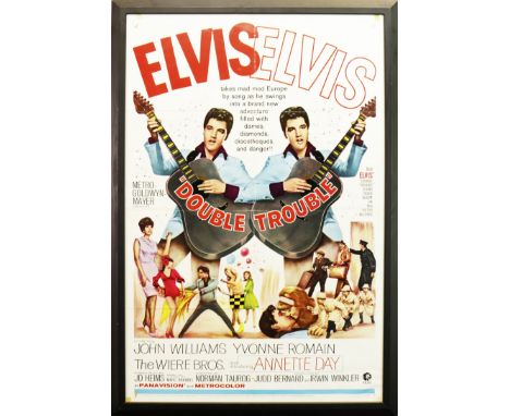 'ELVIS DOUBLE TROUBLE' (1966) PROMOTIONAL FILM POSTERapproximately 105cm x 69cm, framed and under glass