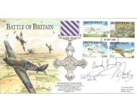 2000 Battle of Britain Distinguished Flying Cross cover signed by THREE veterans: R L Jones, James Gilbert Sanders and one ot